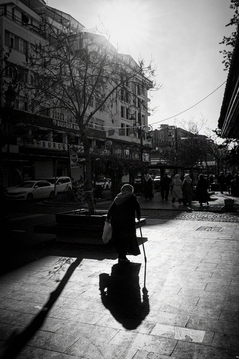 A woman walking down the main street of Diyarbakır