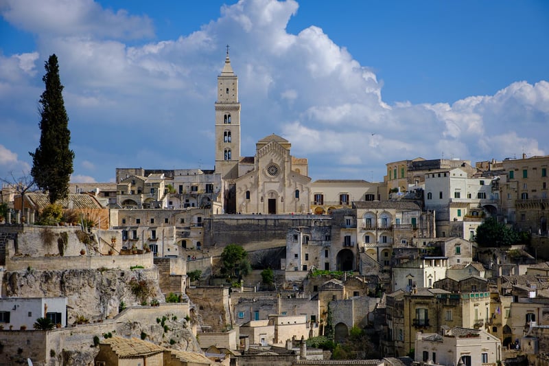 The Cathedral of Matera, seen from the Belvedere Guerricchio.