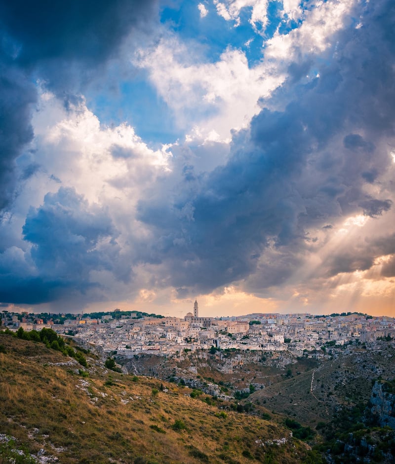A portrait of the Sassi of Matera before a storm.