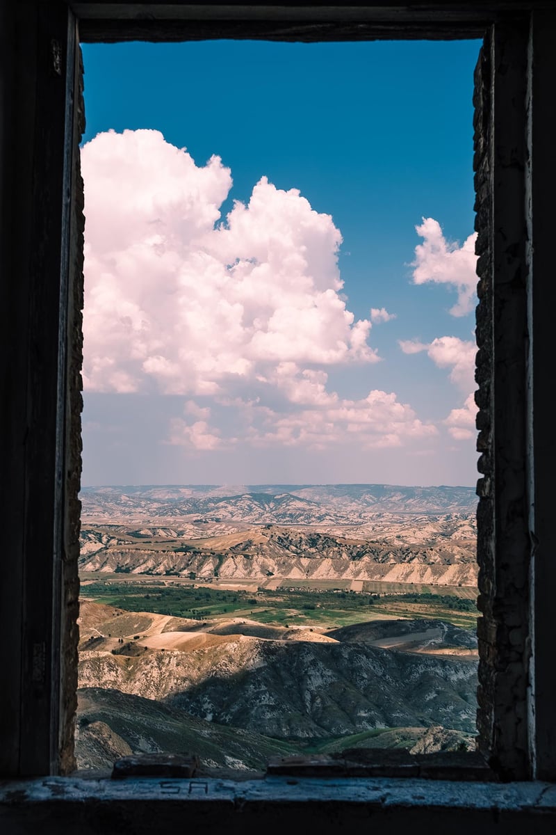 The view out of the window of the highest tower of Craco